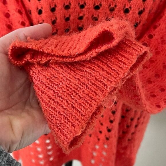 Trouvé Orange oversized linen mohair blend eyelet sweater size small - Picture 6 of 6